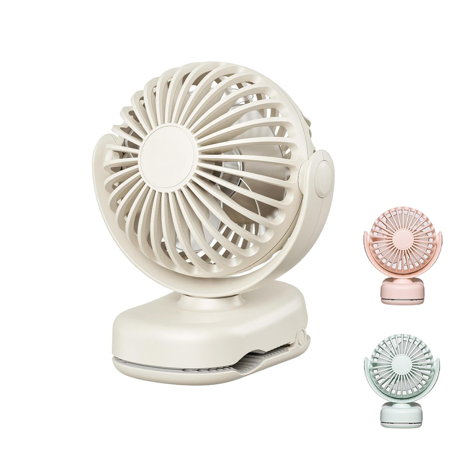 Portable USB Clip On Fan With 360 Degree Adjustable Head, Rechargeable