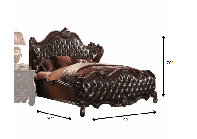 92inches X 97inches X 76inches 2-Tone Dark Brown PU Cherry Oak Wood