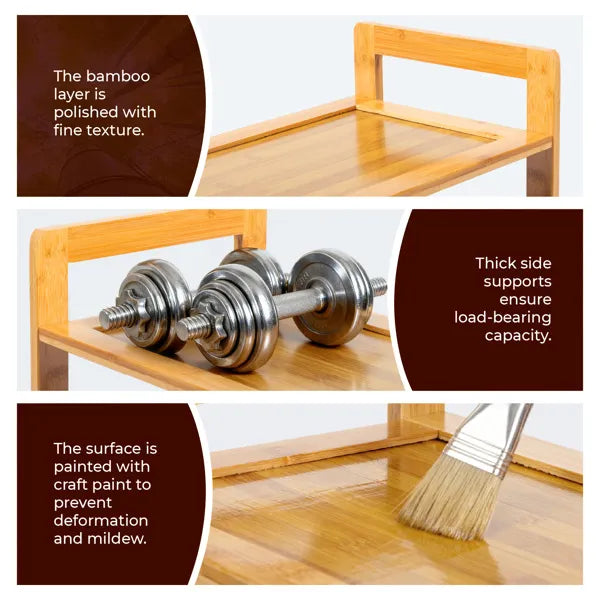 3-layer Flat Bamboo Shoe Rack 68X25X51.5 Cm Natural Wood Color