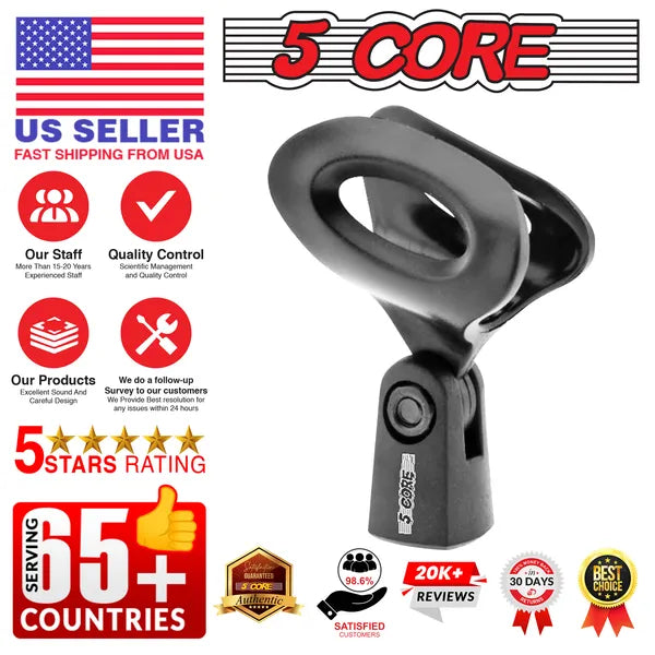 5 Core Microphone Clip Holder 2 Pieces With Screw Adapters 5/8 To 3/8