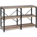 3-Tier Console Table Rustic X-Shaped with Shelves