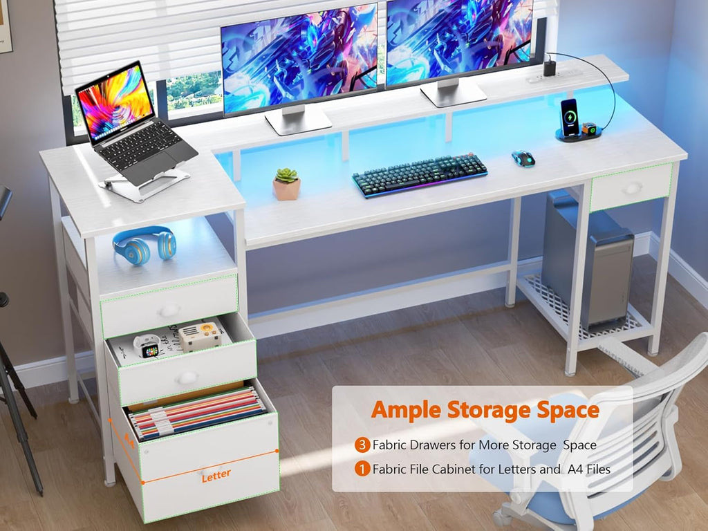 White 60 Inch Computer Desk For Home Office Modern