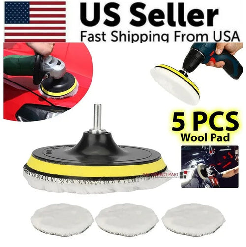 5PCS Buffing Polishing Pad Wool Wheel Mop Kit For Car Polisher Drill