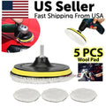 5PCS Buffing Polishing Pad Wool Wheel Mop Kit For Car Polisher Drill