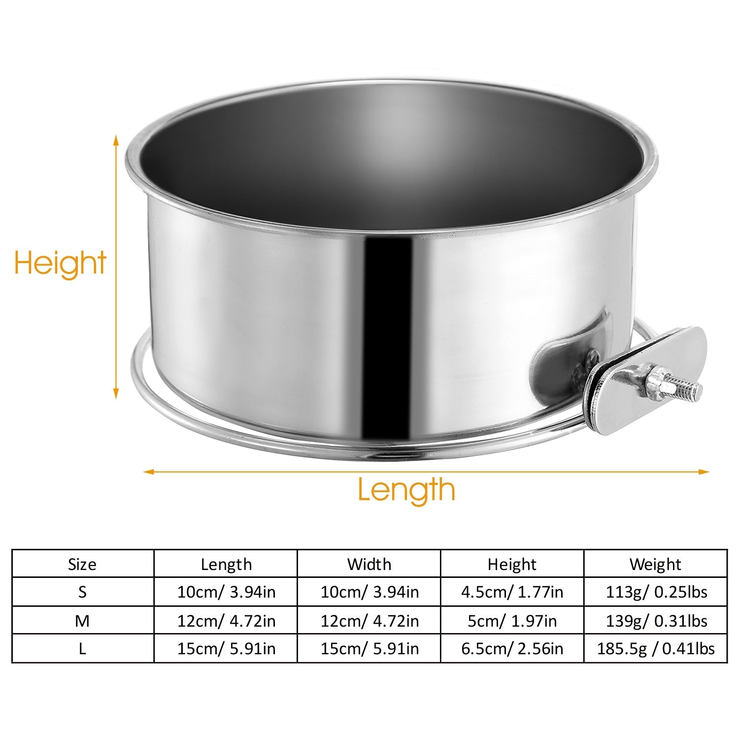 1Pc M Size Stainless Steel Dog Bowl Pets Hanging Food Bowl Detachable