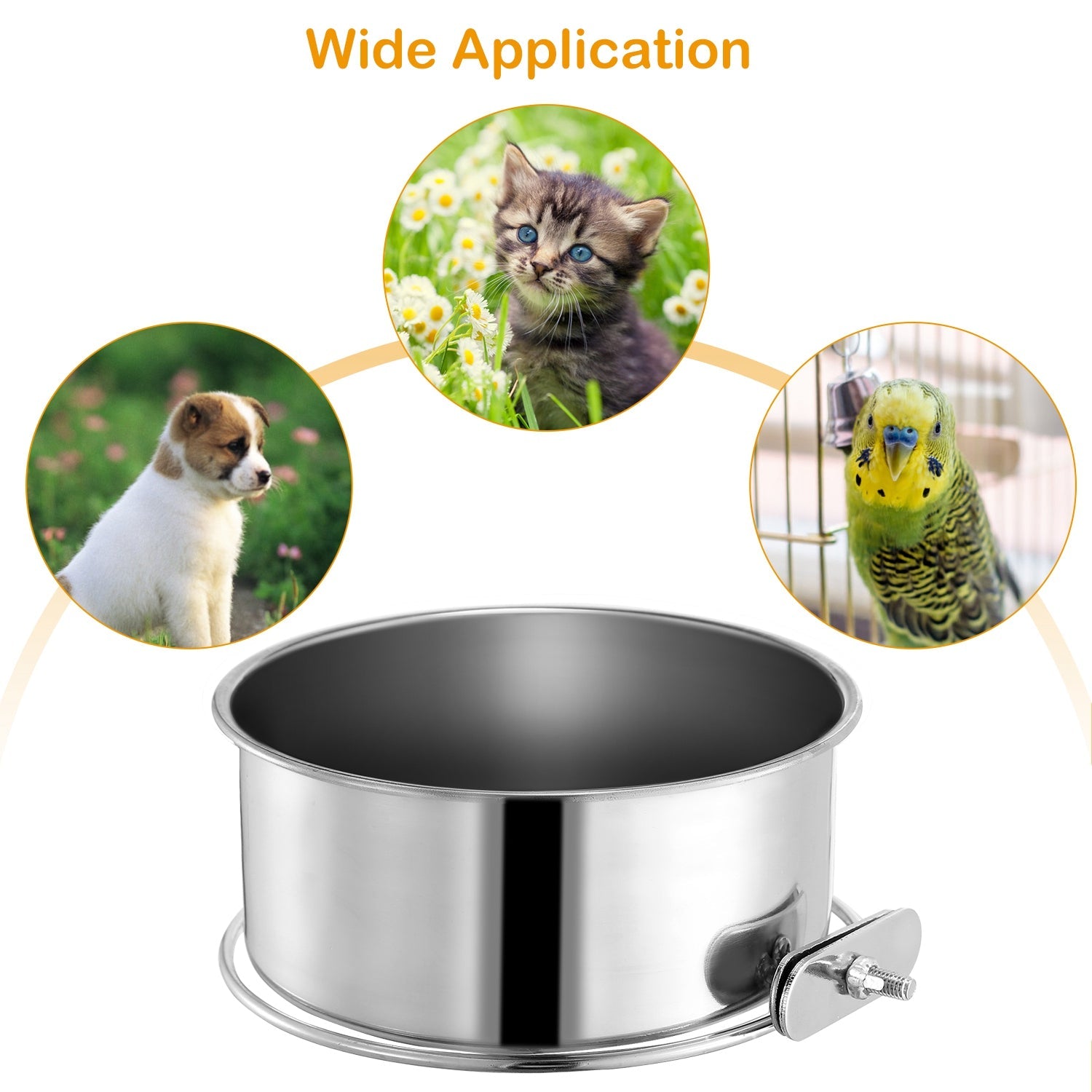 1Pc M Size Stainless Steel Dog Bowl Pets Hanging Food Bowl Detachable