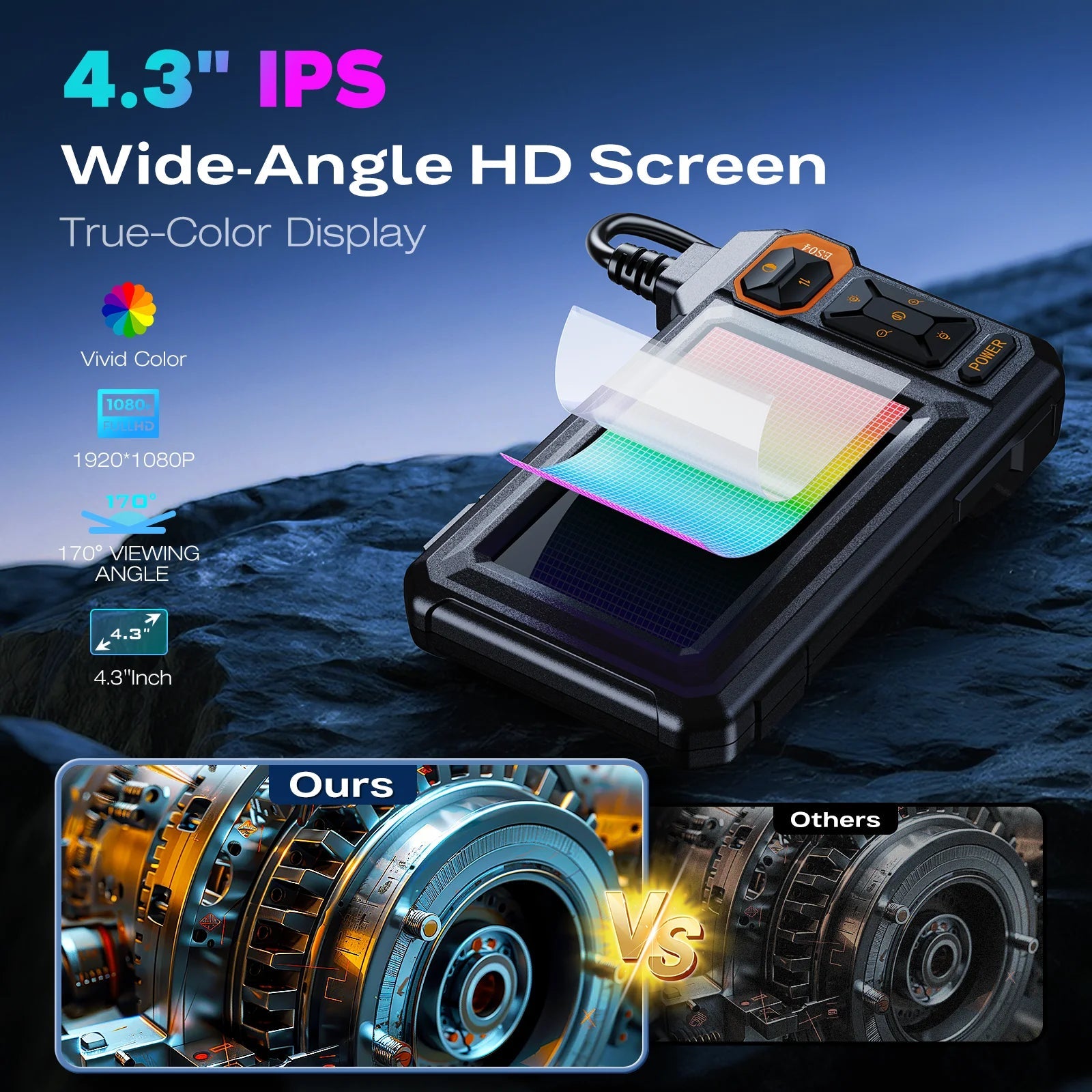 4.3 Inch Industrial Endoscope Camera HD1920P 16.5TF Single Lens Pipe