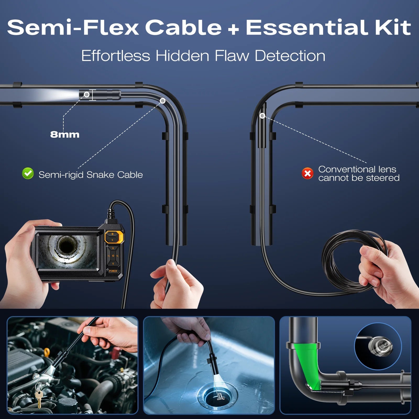 4.3 Inch Industrial Endoscope Camera HD1920P 16.5TF Single Lens Pipe