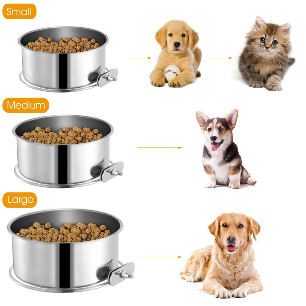 1Pc M Size Stainless Steel Dog Bowl Pets Hanging Food Bowl Detachable