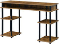 Barnwood Black Student Desk With Shelves 47 Inch No Tools