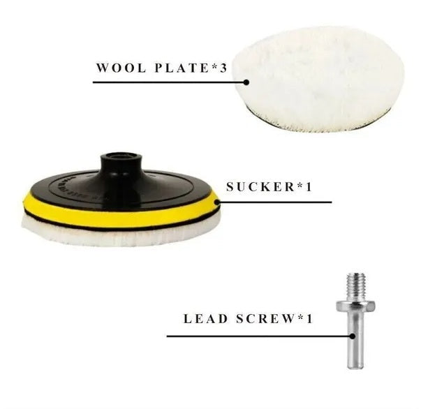 5PCS Buffing Polishing Pad Wool Wheel Mop Kit For Car Polisher Drill