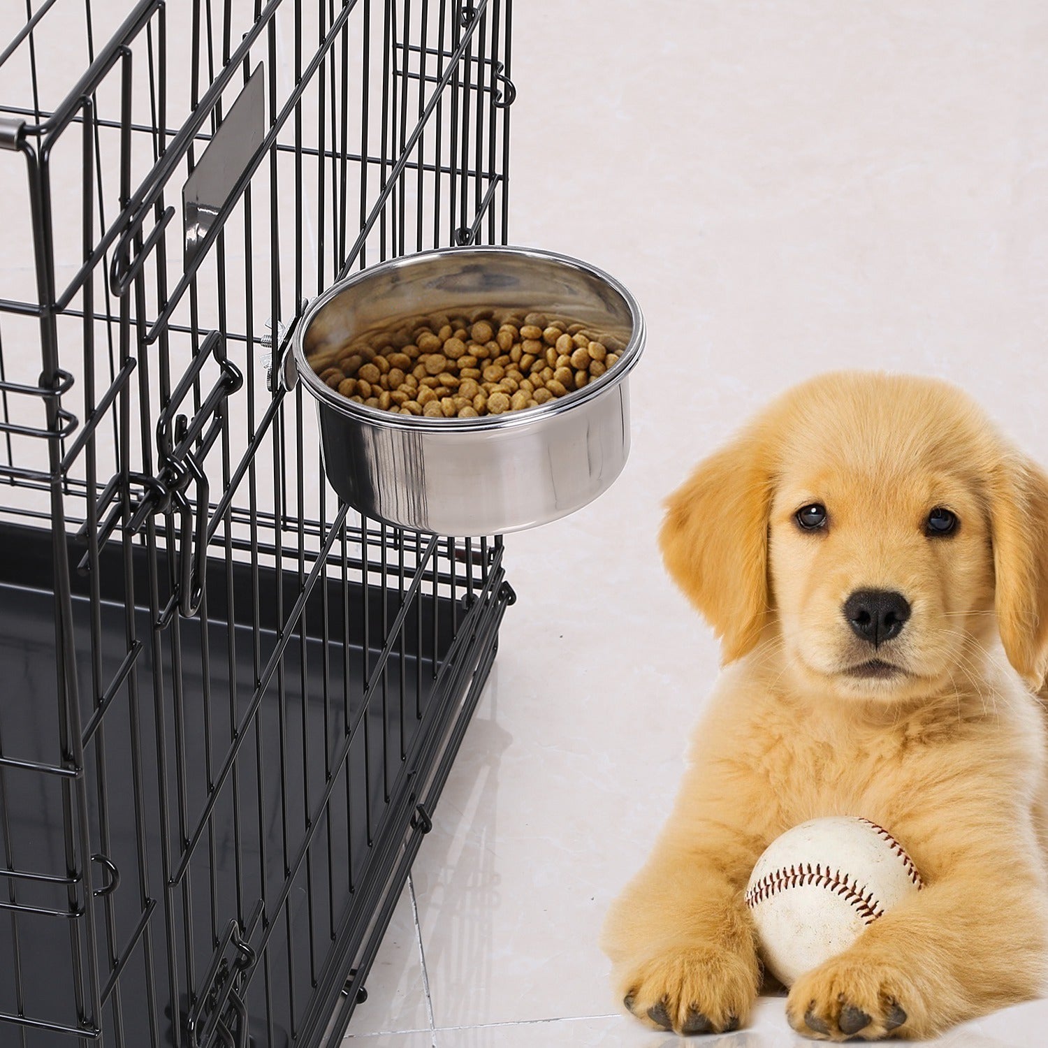 1Pc M Size Stainless Steel Dog Bowl Pets Hanging Food Bowl Detachable