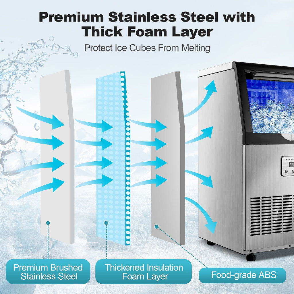 Commercial Ice Maker 100-150lbs/24H Ice Maker Machine, Auto