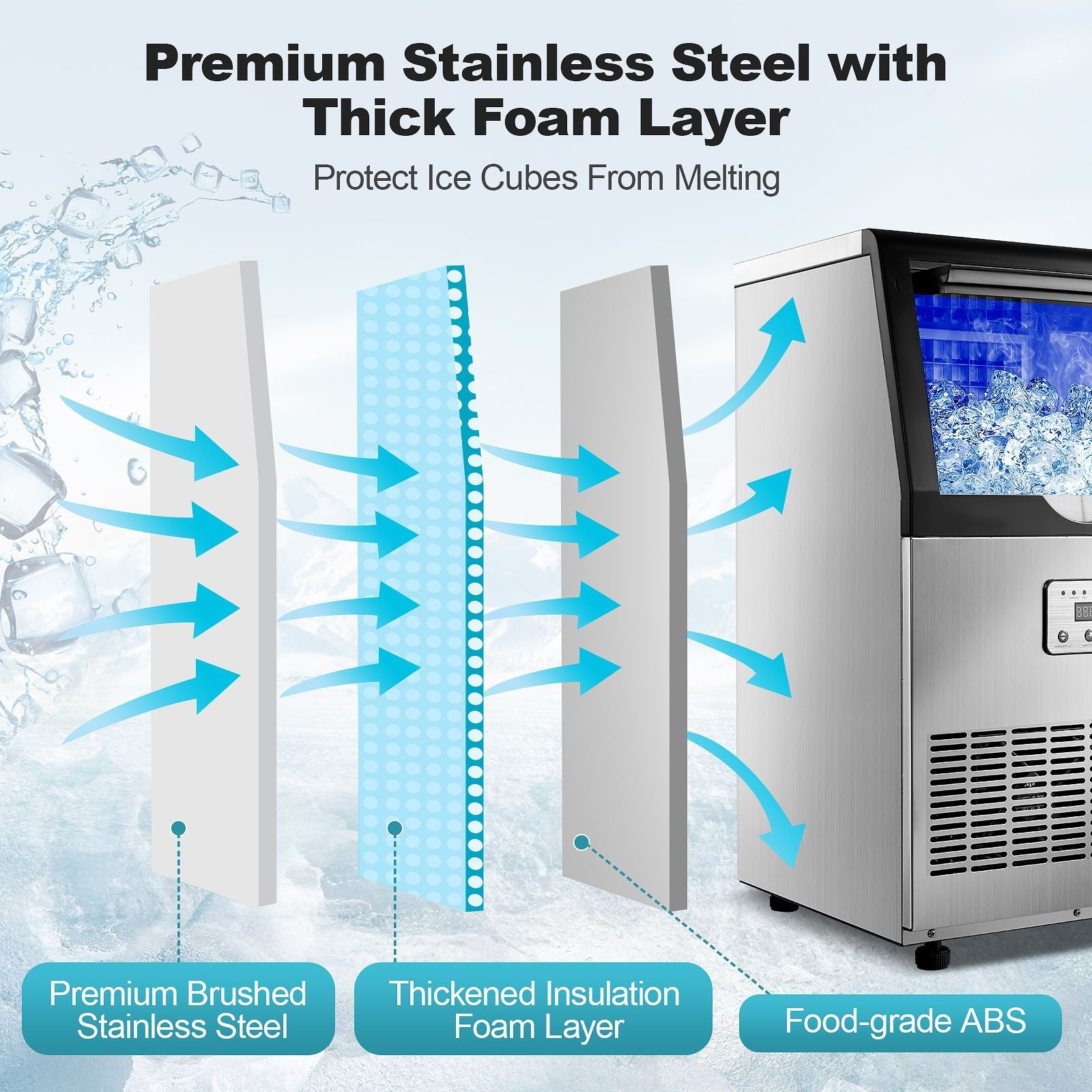 Commercial Ice Maker 100-150lbs/24H Ice Maker Machine, Auto