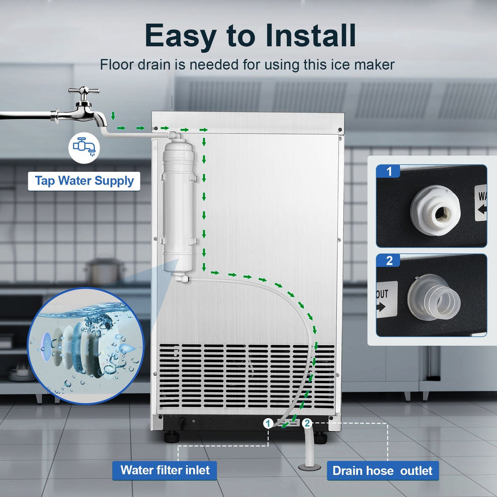 Commercial Ice Maker 100-150lbs/24H Ice Maker Machine, Auto