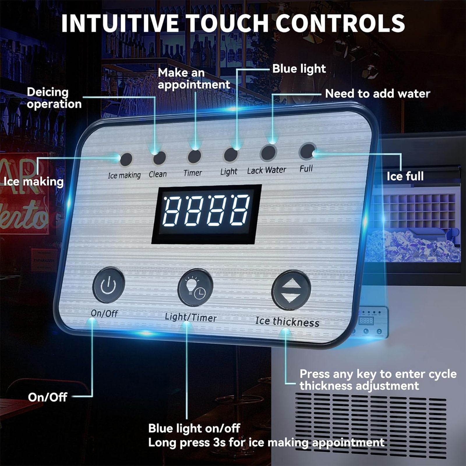 Commercial Ice Maker 100-150lbs/24H Ice Maker Machine, Auto