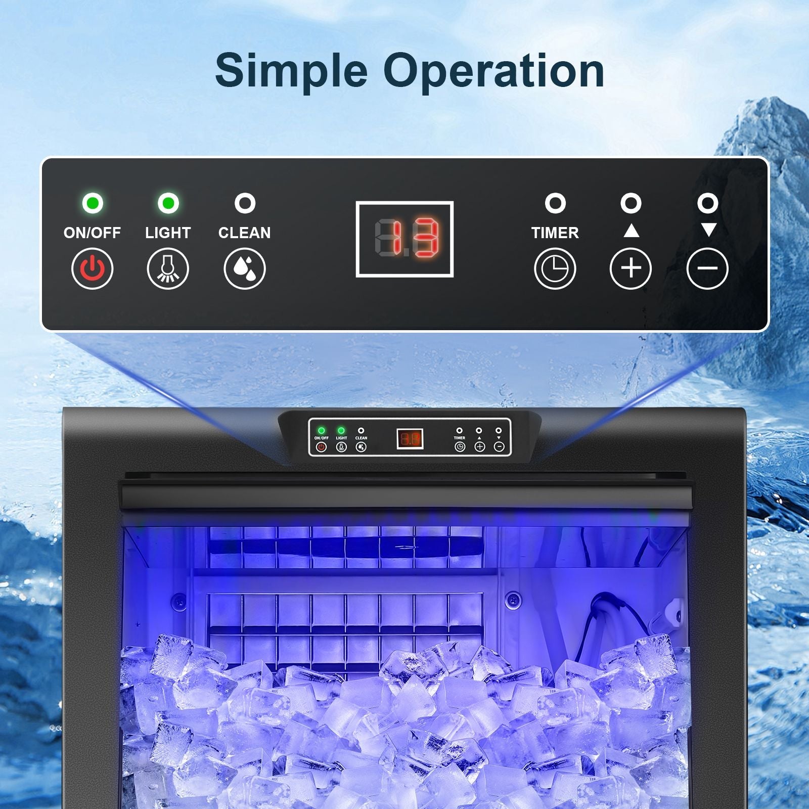 Commercial Ice Maker 100-150lbs/24H Ice Maker Machine, Auto