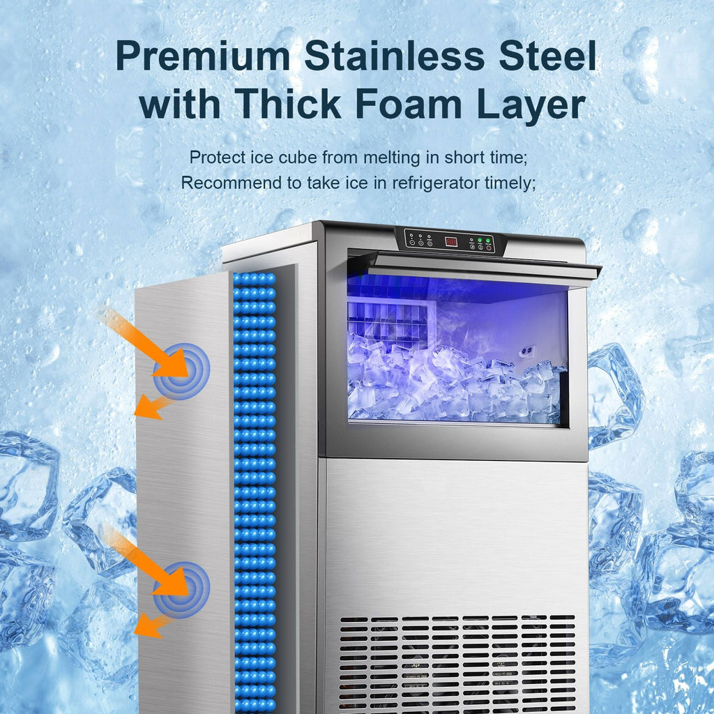 Commercial Ice Maker 100-150lbs/24H Ice Maker Machine, Auto