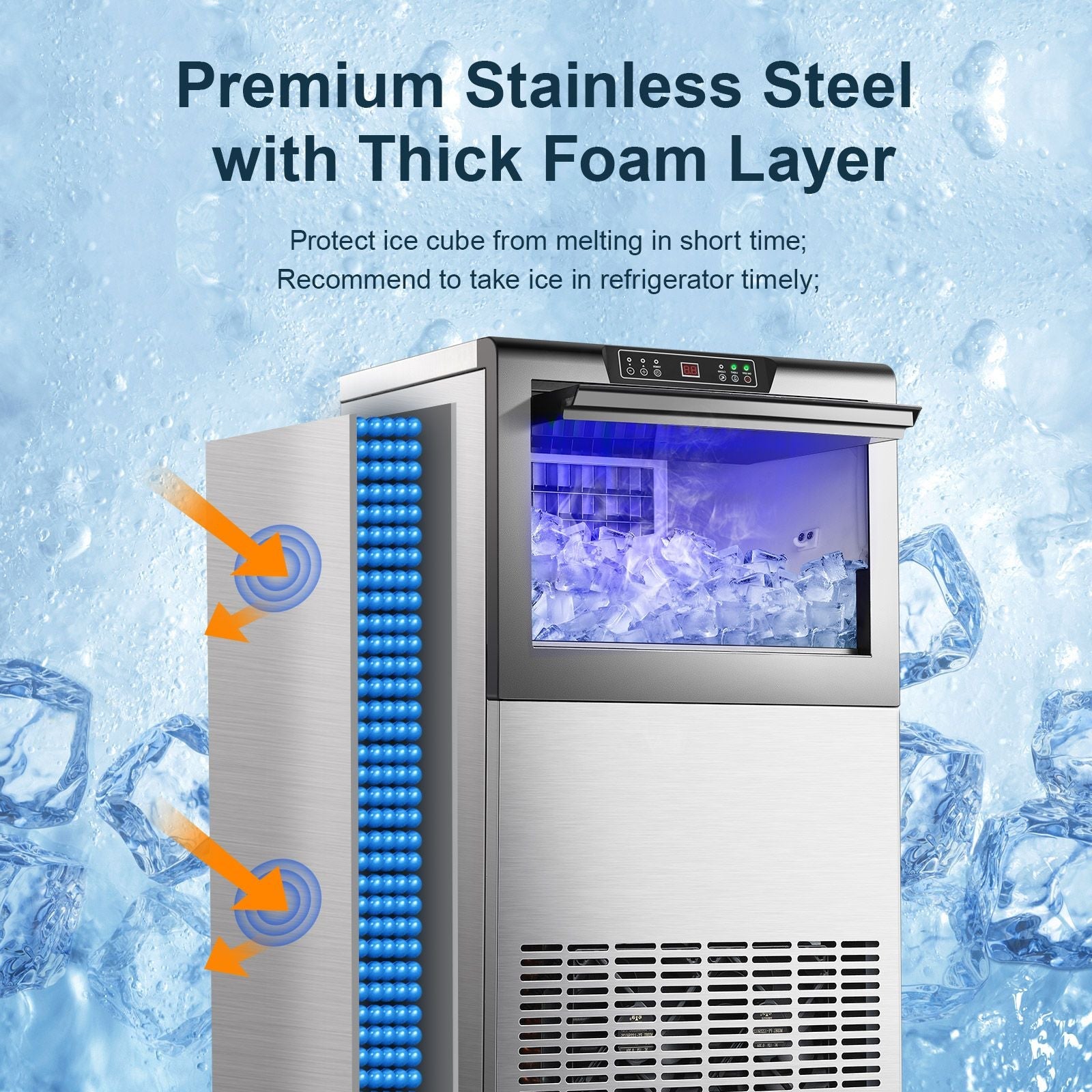 Commercial Ice Maker 100-150lbs/24H Ice Maker Machine, Auto
