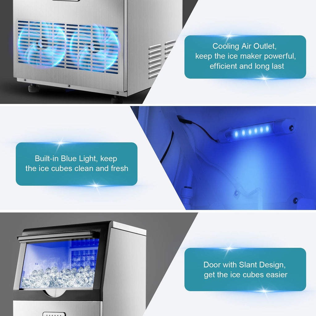Commercial Ice Maker 100-150lbs/24H Ice Maker Machine, Auto