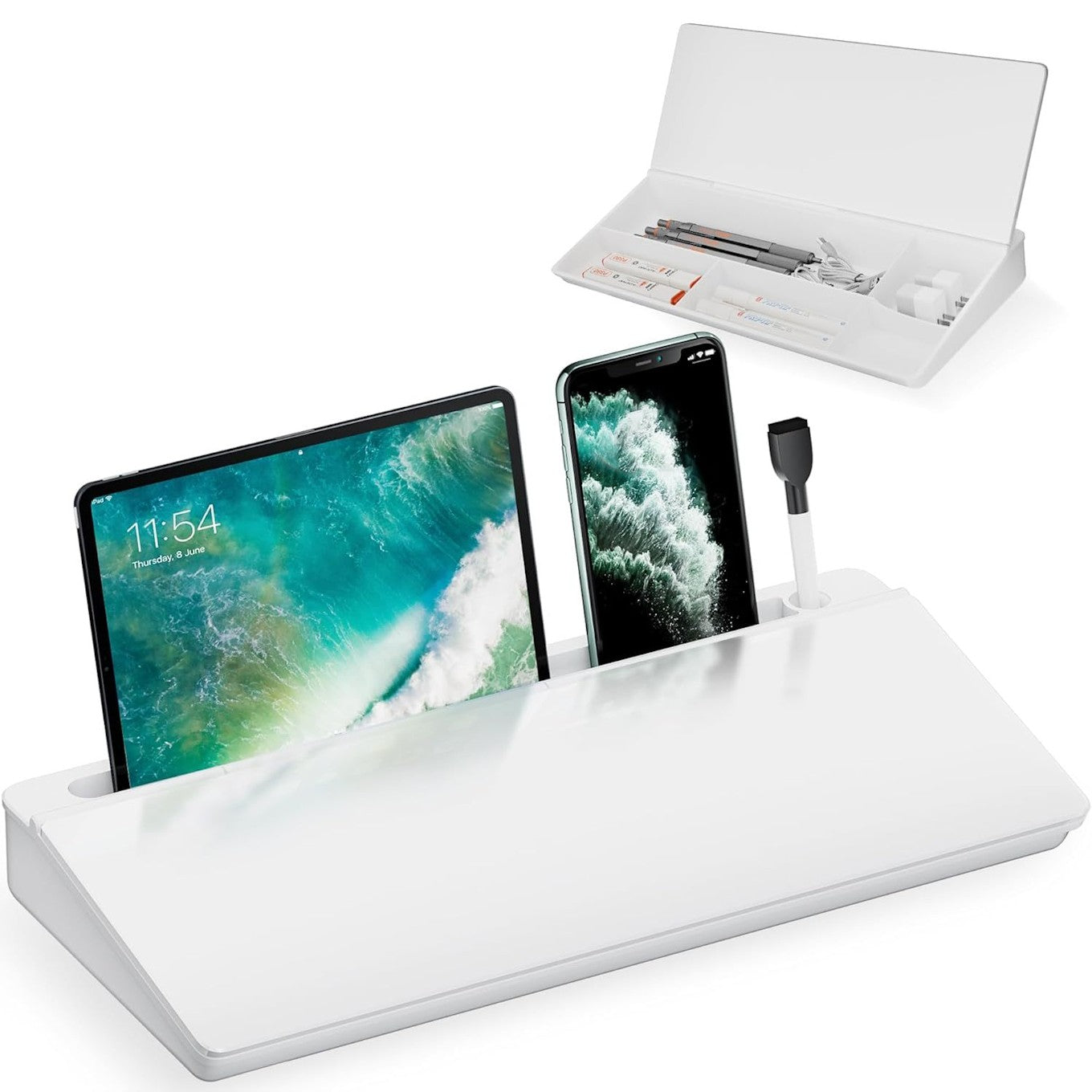 Glass Desktop Whiteboard with Holder