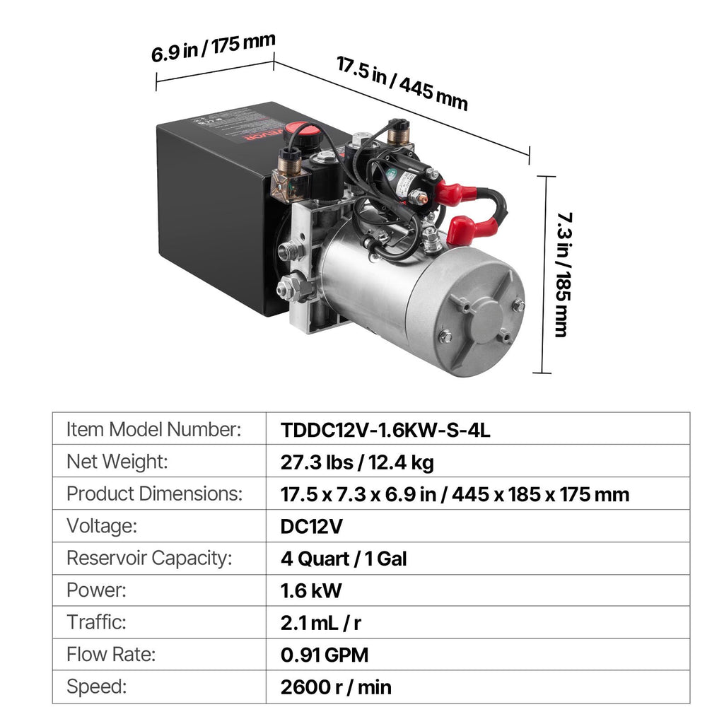 4 L Hydraulic Power Unit, Double Acting Dump Trailer Pump, 22 MPa Max