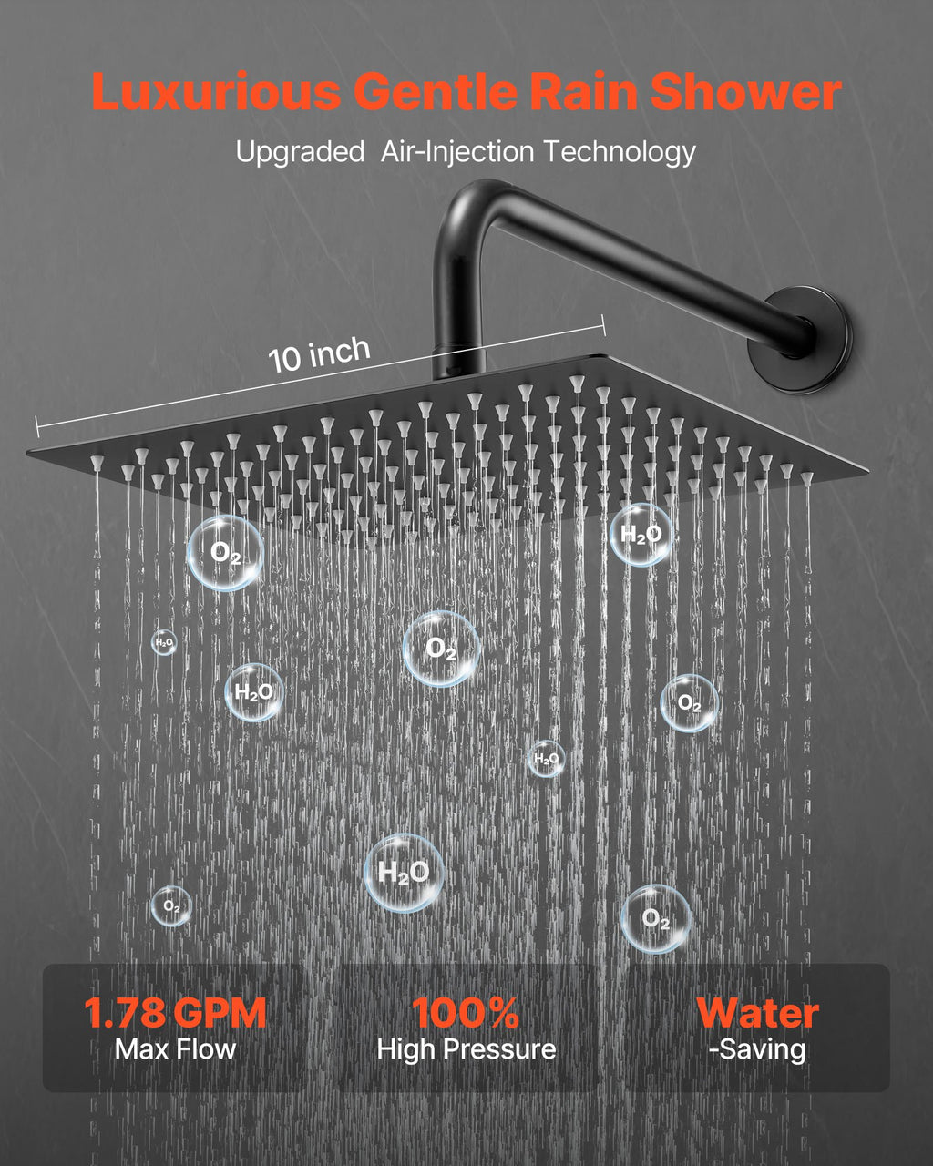 Shower Faucet Set, Rainfall Bathroom Shower System with 10-Inch