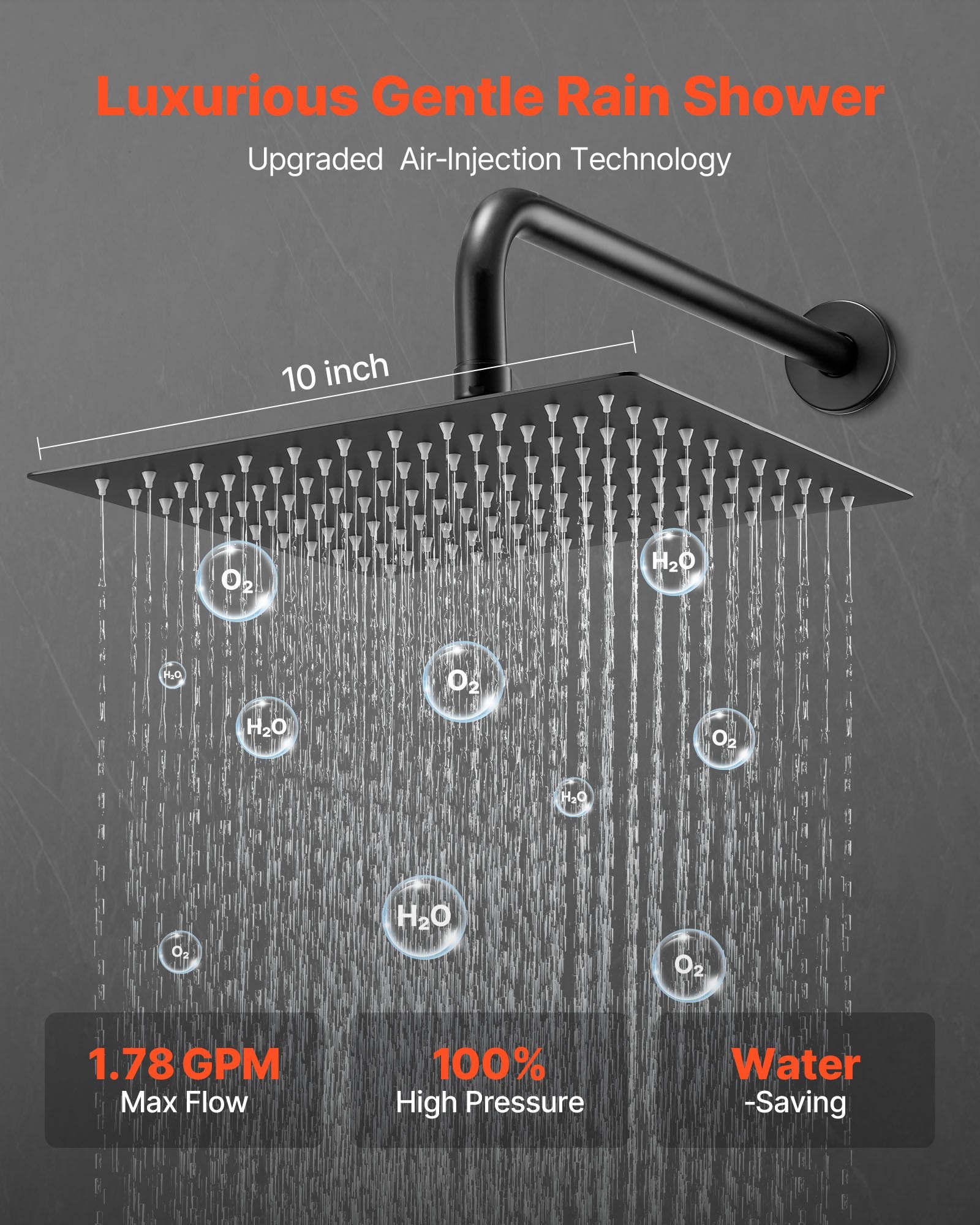 Shower Faucet Set, Rainfall Bathroom Shower System with 10-Inch