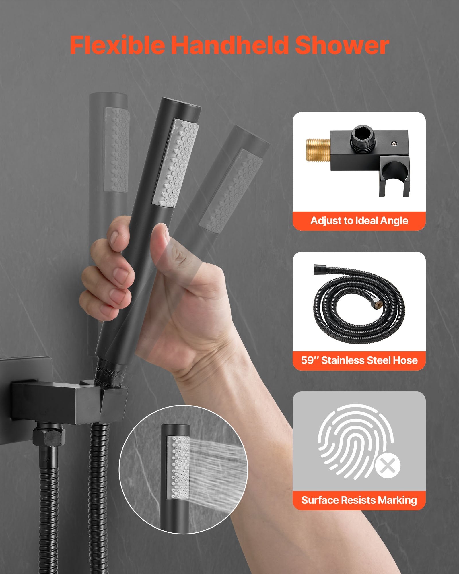 Shower Faucet Set, Rainfall Bathroom Shower System with 10-Inch