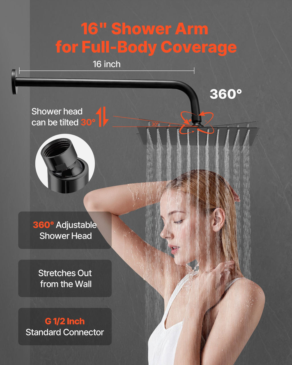 Shower Faucet Set, Rainfall Bathroom Shower System with 10-Inch