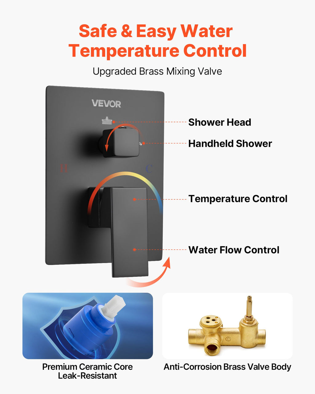 Shower Faucet Set, Rainfall Bathroom Shower System with 10-Inch