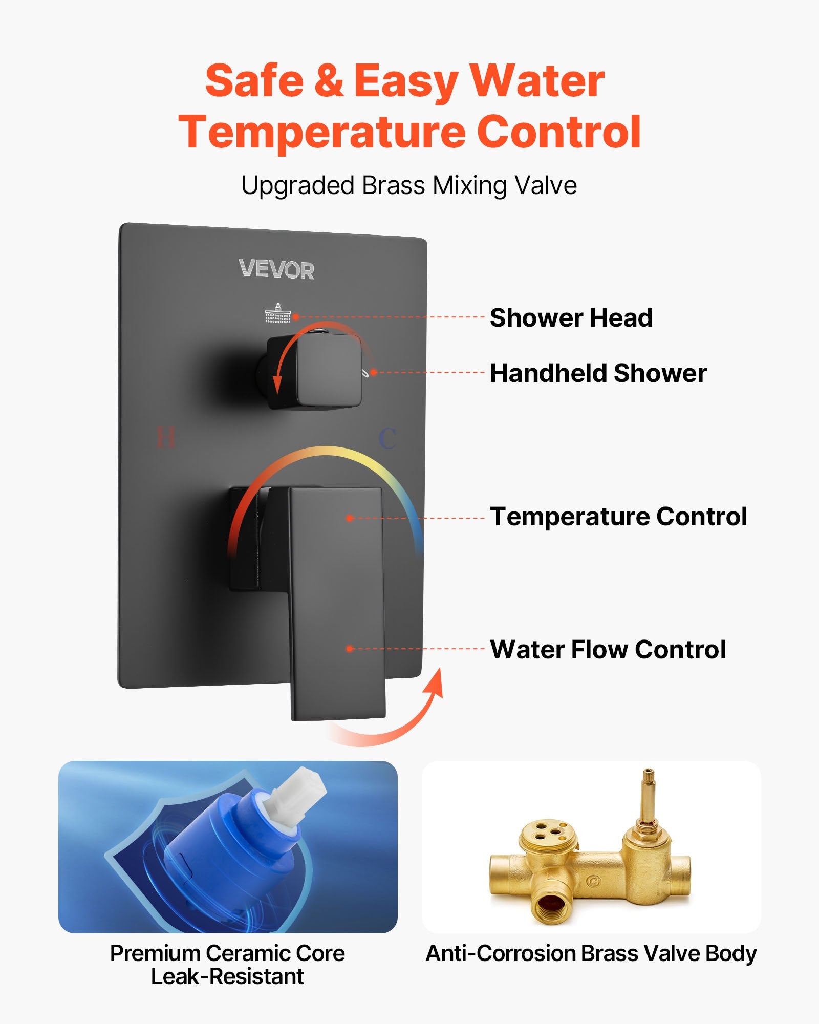 Shower Faucet Set, Rainfall Bathroom Shower System with 10-Inch