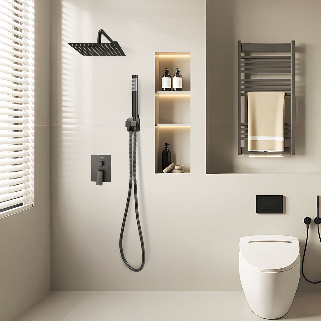 Shower Faucet Set, Rainfall Bathroom Shower System with 10-Inch