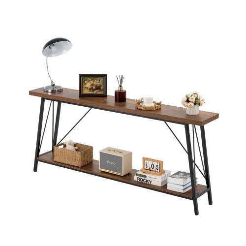 Narrow Console Sofa Table, 70.9 inches Behind Couch Table, 2-Tier Long