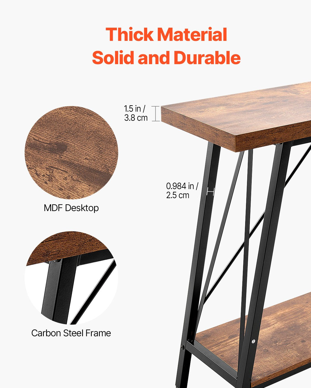 Narrow Console Sofa Table, 70.9 inches Behind Couch Table, 2-Tier Long