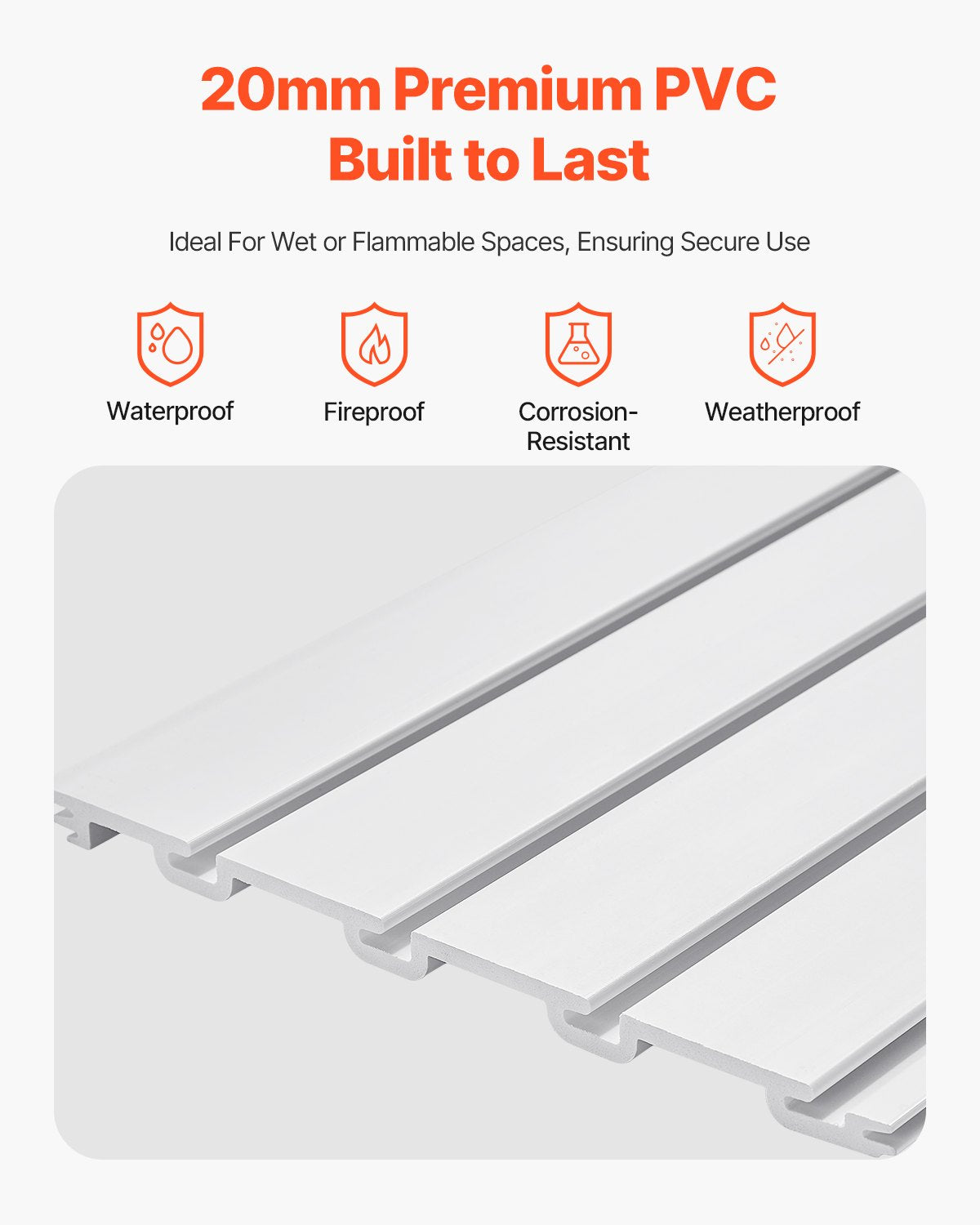 Slat Wall Paneling, 4 x 4 ft, PVC Garage Slatwall with Modular Design,