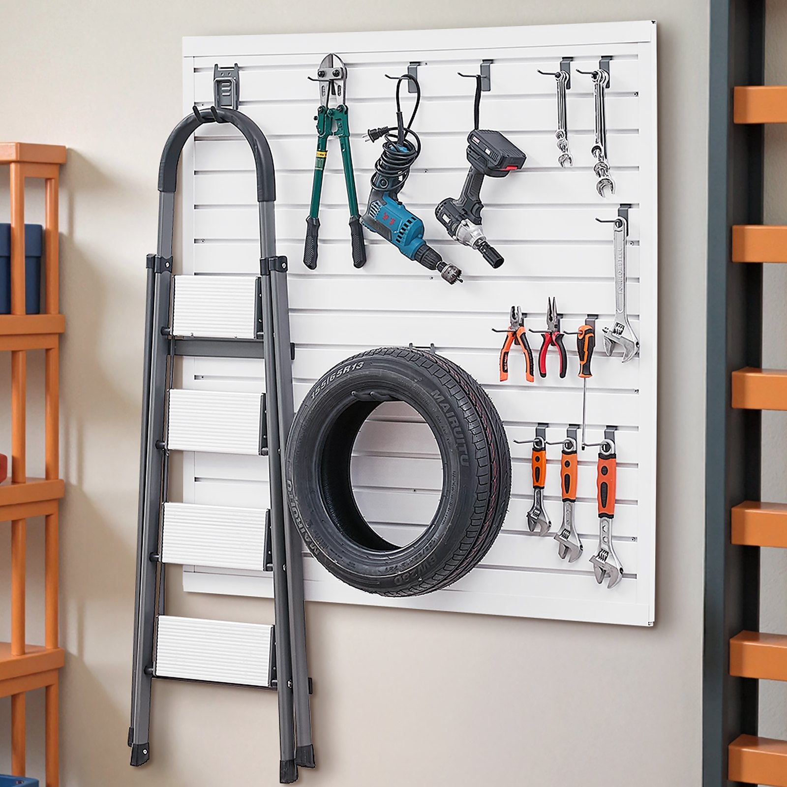 Slat Wall Paneling, 4 x 4 ft, PVC Garage Slatwall with Modular Design,