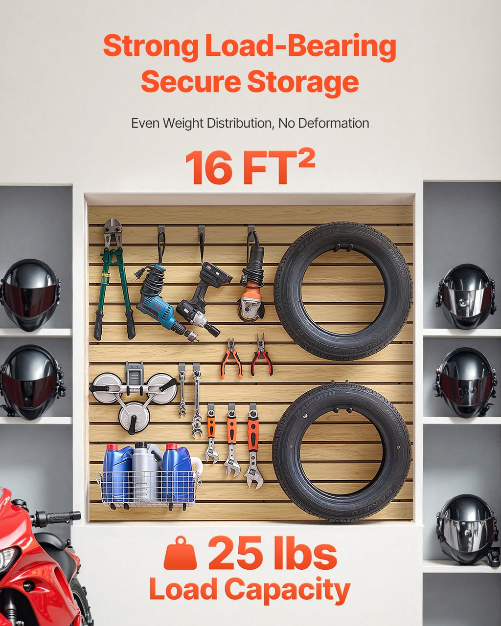 Slat Wall Paneling, 4 x 4ft, MDF Garage Slatwall with Modular Design,