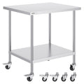 Stainless Steel Work Table 30 x 18 x 38 Inch, with 4 Wheels, 3