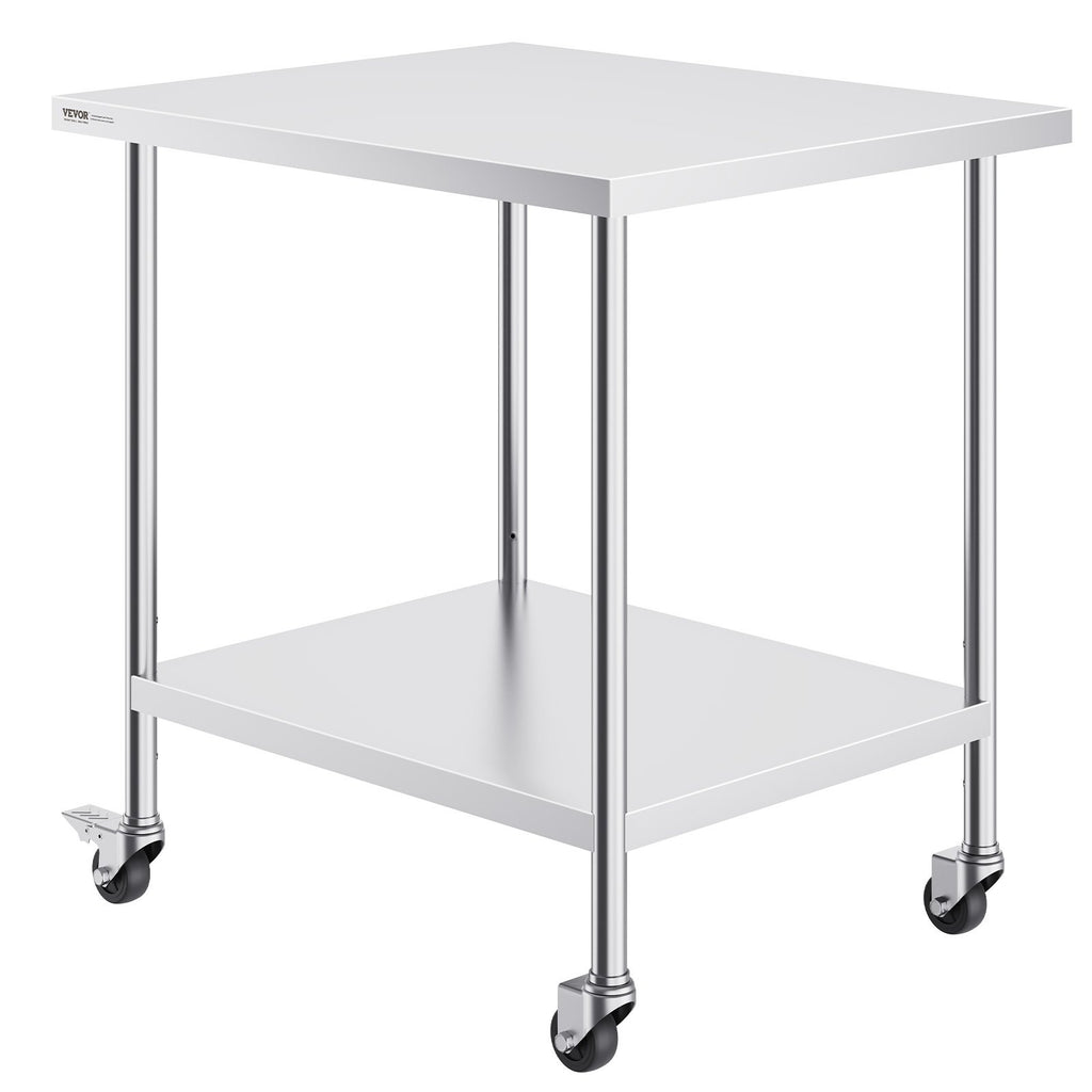 Stainless Steel Work Table 30 x 18 x 38 Inch, with 4 Wheels, 3