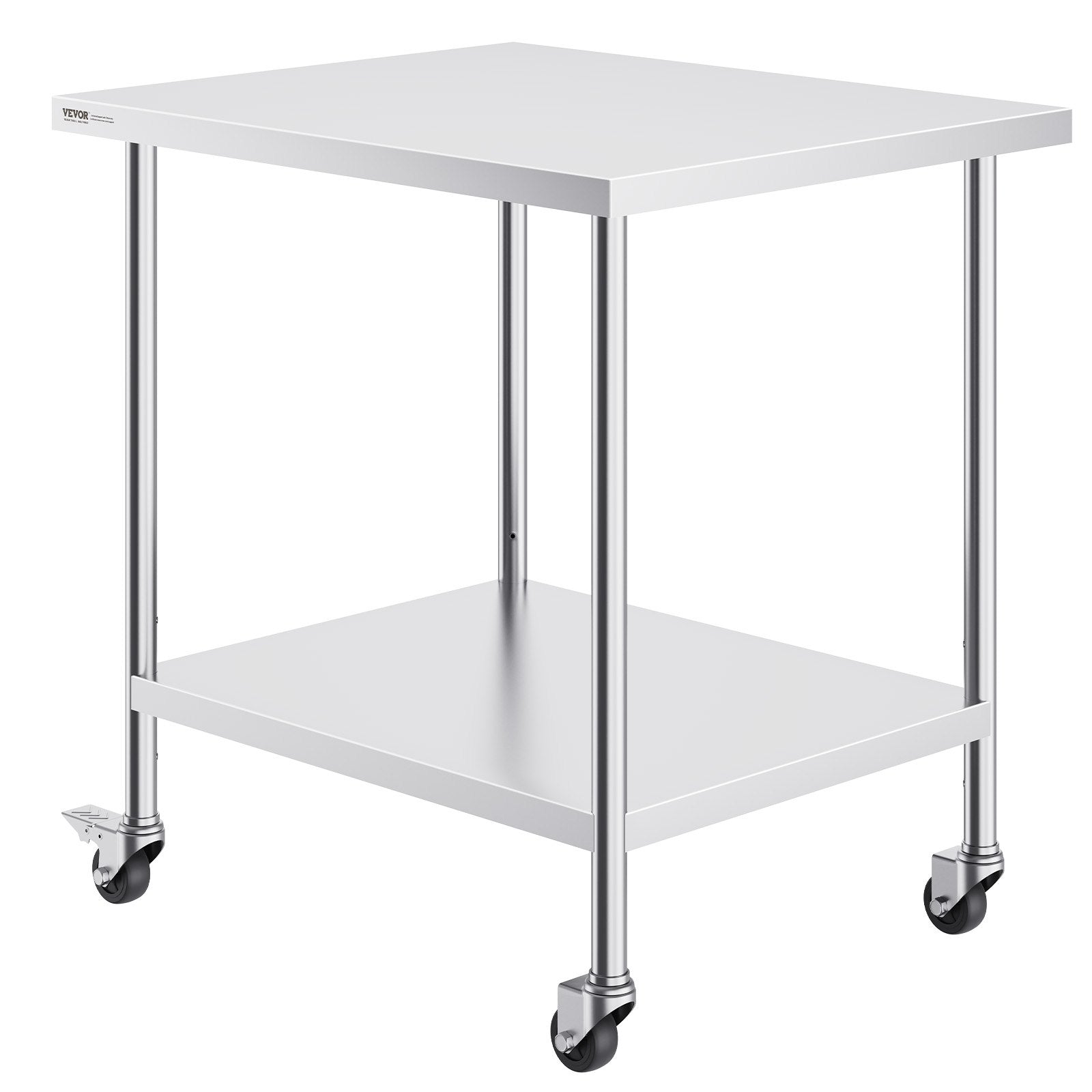 Stainless Steel Work Table 30 x 18 x 38 Inch, with 4 Wheels, 3