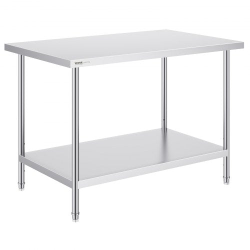 Stainless Steel Prep Table, 30 x 48 x 34 Inch, Heavy Duty Metal