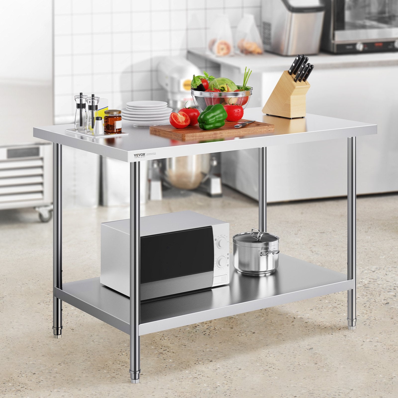 Stainless Steel Prep Table, 30 x 48 x 34 Inch, Heavy Duty Metal