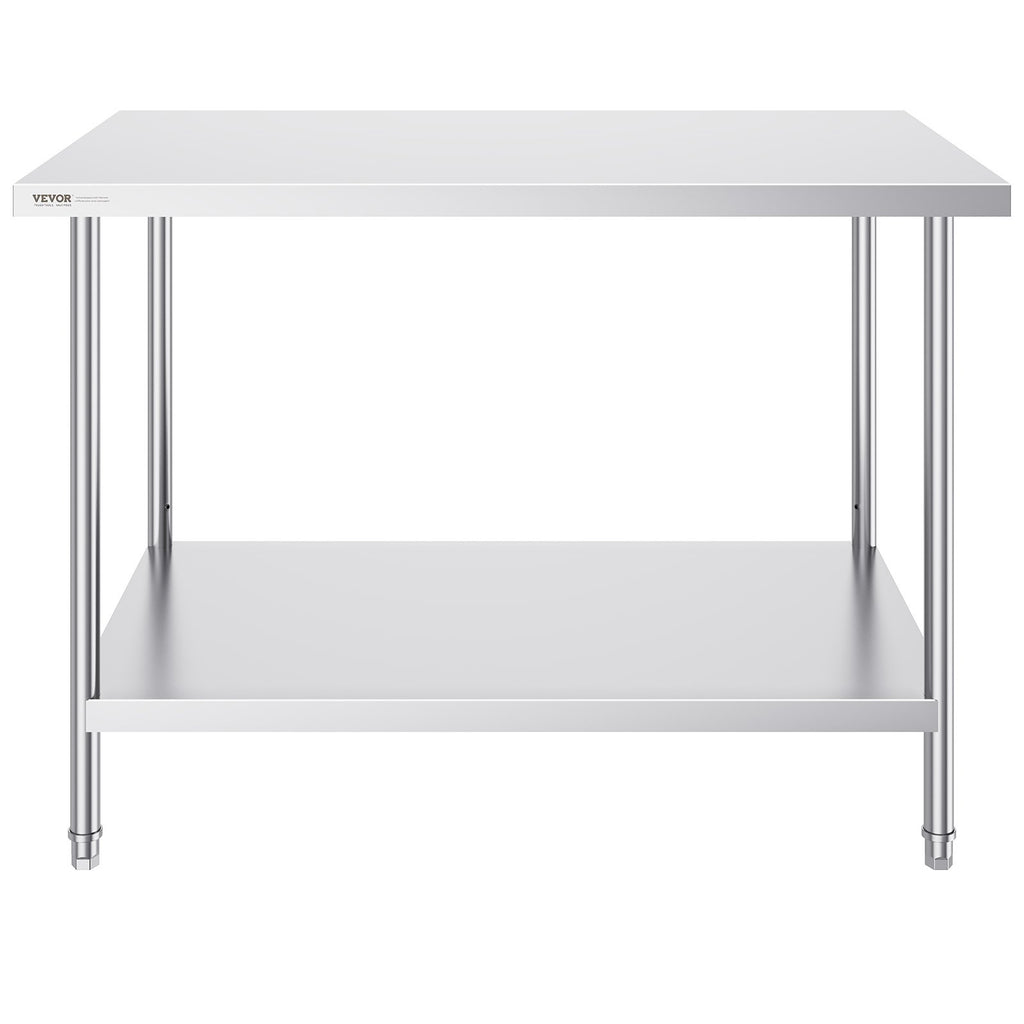 Stainless Steel Prep Table, 30 x 48 x 34 Inch, Heavy Duty Metal