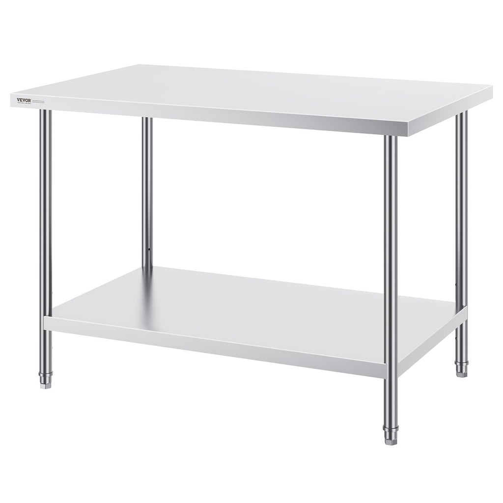 Stainless Steel Prep Table, 30 x 48 x 34 Inch, Heavy Duty Metal