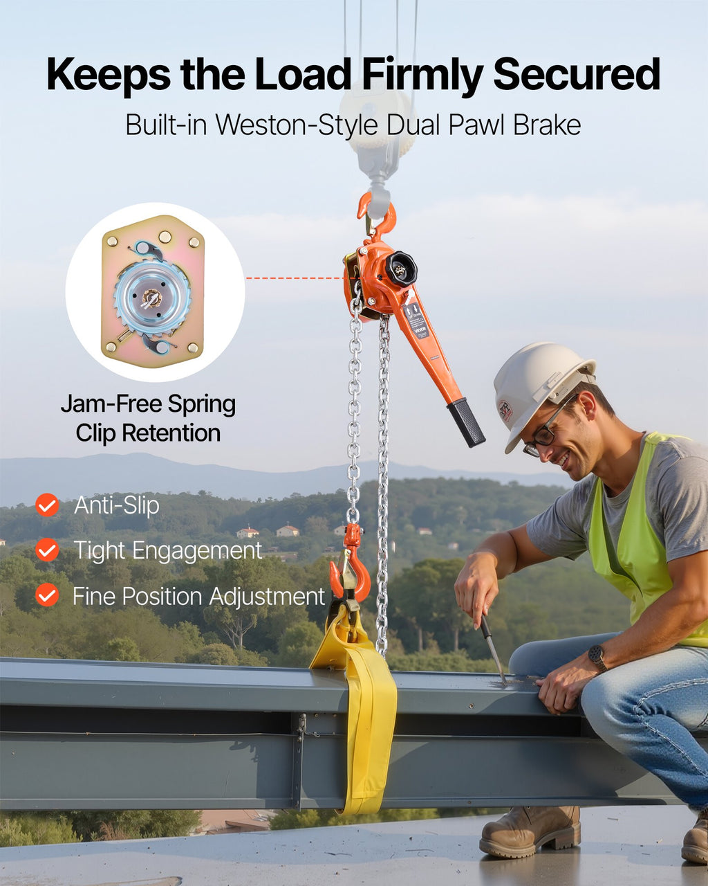 Manual Lever Chain Hoist, 1-1/2T 1500KG Capacity Heavy Duty Come
