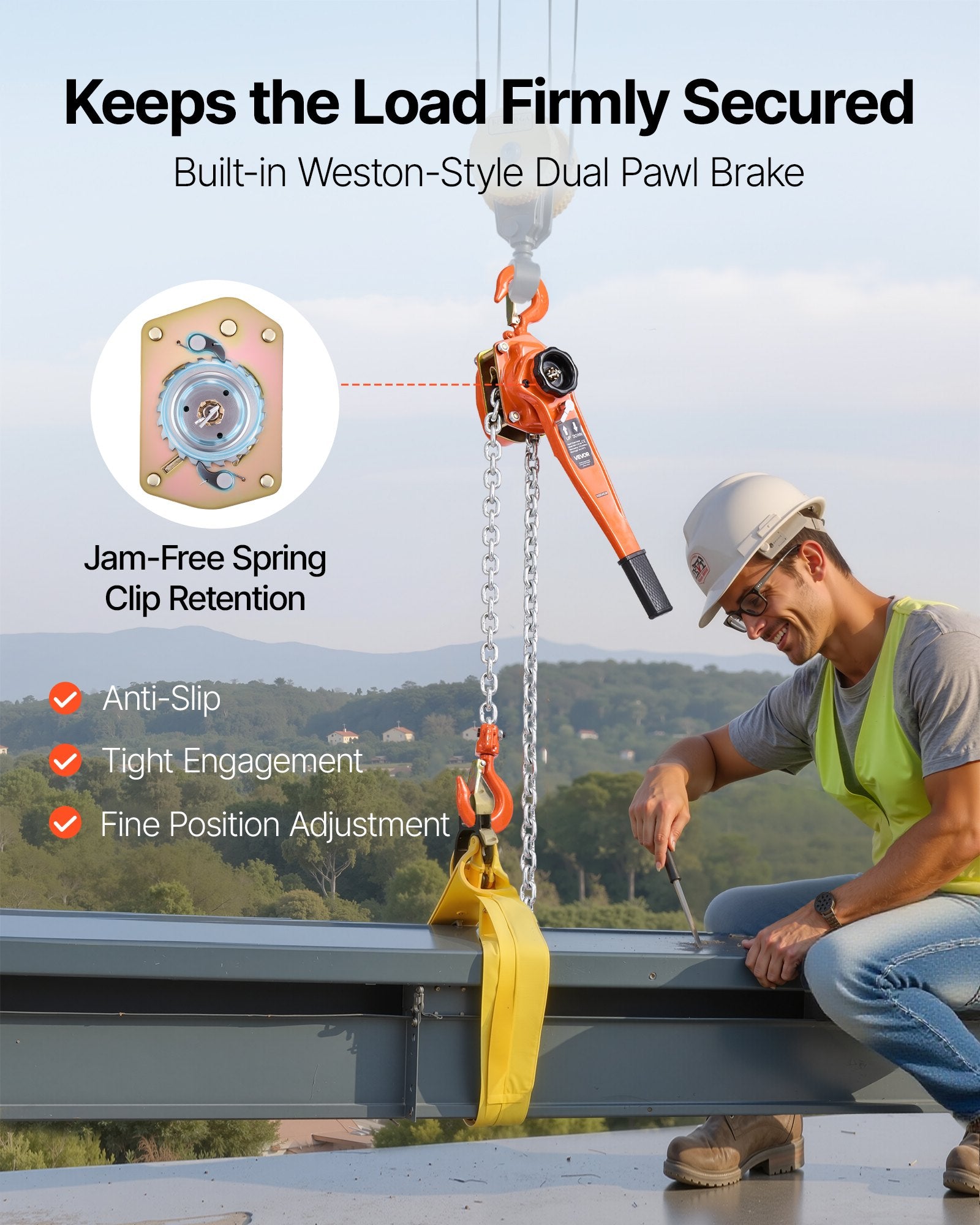 Manual Lever Chain Hoist, 1-1/2T 1500KG Capacity Heavy Duty Come