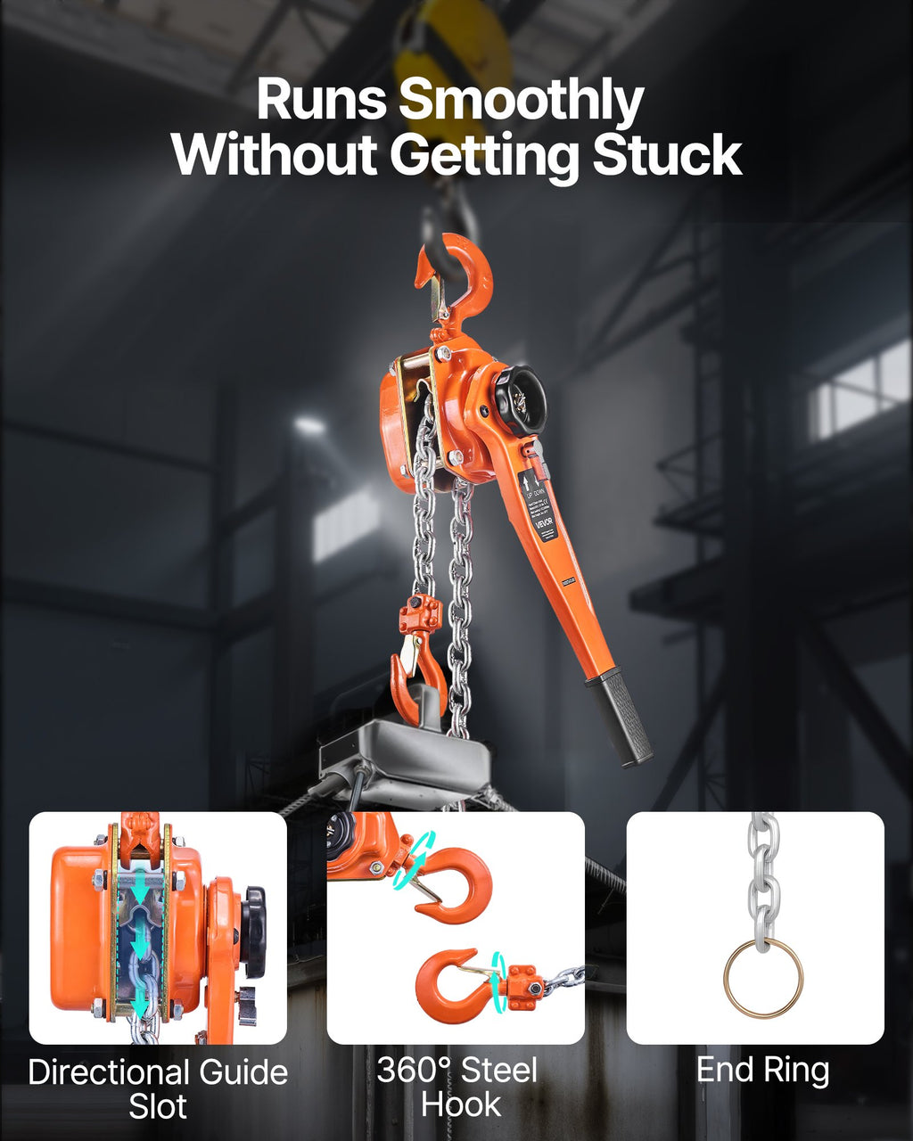 Manual Lever Chain Hoist, 1-1/2T 1500KG Capacity Heavy Duty Come