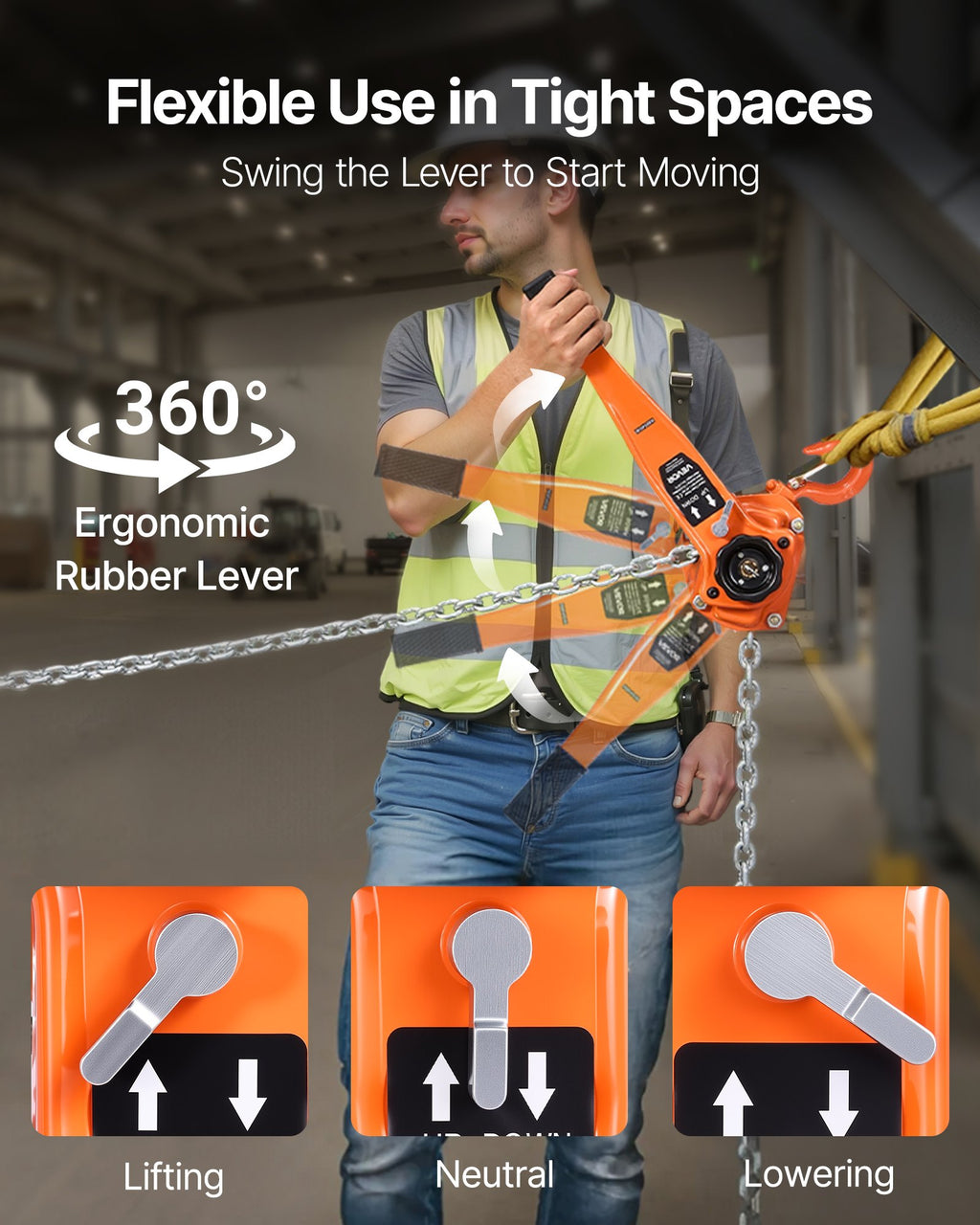 Manual Lever Chain Hoist, 1-1/2T 1500KG Capacity Heavy Duty Come