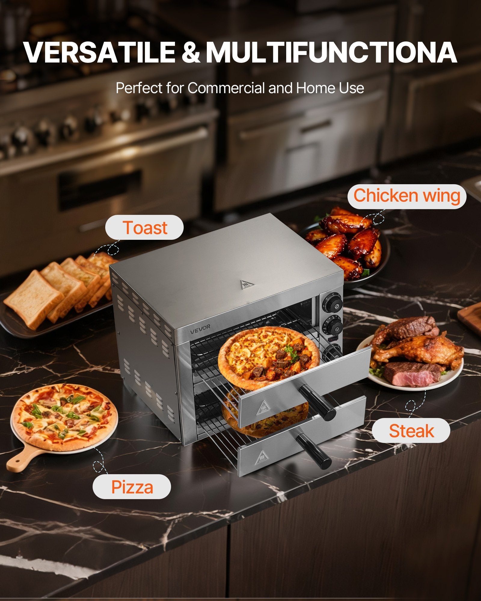Electric Pizza Oven for Countertops, 12-inch, 1700W, with Temp Control
